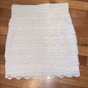 ivory pencil skirt with lace design